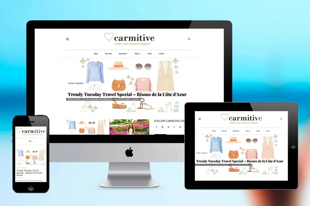 Fashion-Blog, Carmtive, Desktop, Tablet, Mobile, iPhone, «out-of-the-box» Lösung