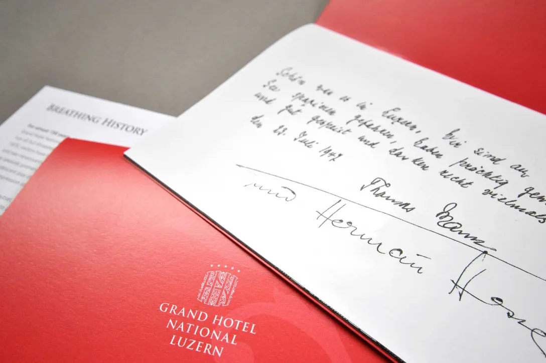 Corporate Design, Grand Hotel National Luzern, Karte, Handschrift, Hermann Hesse