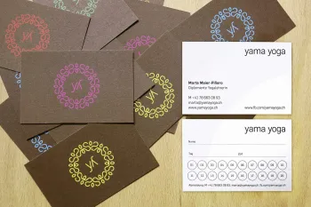 Umsetzung der Visitenkarte und Terminkarte für yama yoga
