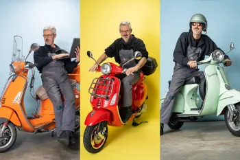 Portraits, Farben, Mann fährt Motorrad, Studio, Backdrops