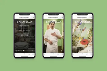 Website, Restaurant Baratella, Mobile First, Design, Homepage, Mobil-optimierte Ansicht, Version, iPhone